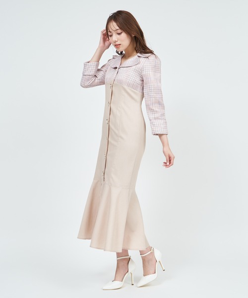 セール】ツイードドッキングマーメイドワンピース（ワンピース