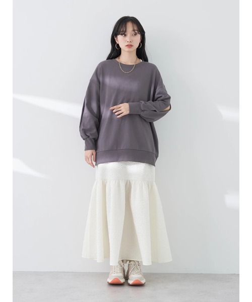 earth music&ecology(アースミュージックアンドエコロジー)の「リップルフラワー 切替ボリュームスカート(スカート・レディース・ブラック/アイボリー・FREE)」の21枚目の写真