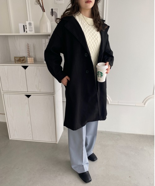 thank U more(サンキューモア)の「ケーブル編み ラウンドネック ニット プルオーバー 袖ボタン付き(ニット/セーター・レディース・ベージュ/グレー/ホワイト・FREE)」の9枚目の写真