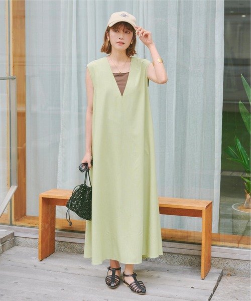 titivate(ティティベイト)の「Vネックフレアジャンパースカート(ジャンパースカート・レディース・ミント/ブラウン/ブラック・PS(XS-S)/M/L)」の12枚目の写真