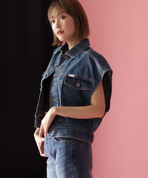 HERENCIA（ヘレンチア）の「【BIT BLUE】トラッカーベスト（デニムジャケット・レディース・ブルー系その他・S/M）」の3枚目の写真