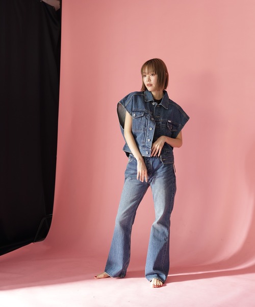 HERENCIA（ヘレンチア）の「【BIT BLUE】トラッカーベスト（デニムジャケット・レディース・ブルー系その他・S/M）」の4枚目の写真