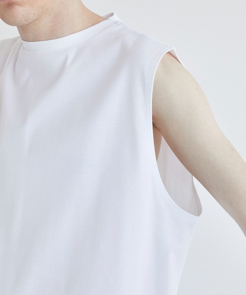 CITY TOKYO（シティトウキョウ）の「PRIMARYプレミアムノースリーブT（Tシャツ/カットソー・メンズ・ホワイト/ブラック・1/2）」の9枚目の写真