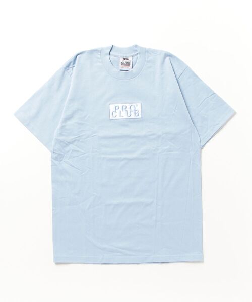 PRO CLUB （プロクラブ）の「【T18】【PRO CLUB/プロクラブ】HEAVYWEIGHT SS EMBROIDERED BOX LOGO TEE（Tシャツ/カットソー・レディース・ピンク/サックスブルー/ミント/グレー/ブラック・MEDIUM/SMALL）」の2枚目の写真