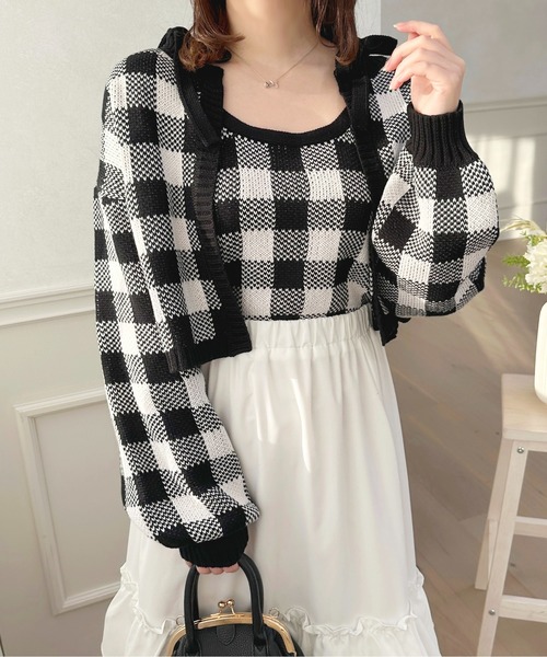  PARTY - 【新品・未使用】 PARTY チェックニットアンサンブル ブラウン apres jour（アプレジュール）の「チェックニットアンサンブル