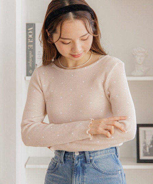 flower（フラワー）の「ハートリブトップ（Tシャツ/カットソー・レディース・グレー/イエロー/ピンク・FREE）」の3枚目の写真