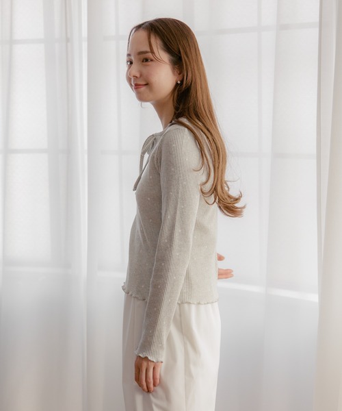 flower（フラワー）の「ハートリブトップ（Tシャツ/カットソー・レディース・グレー/イエロー/ピンク・FREE）」の9枚目の写真