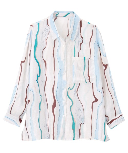GeeRA(ジーラ)の「マーブルストライプルーズシャツ(シャツ/ブラウス・レディース・オフホワイト・LARGE/MEDIUM)」の13枚目の写真