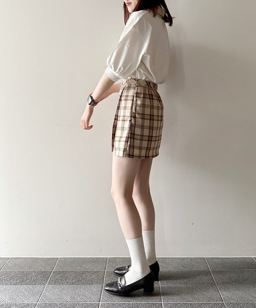 one way(ワンウェイ)の「ミニ丈スカパン(スカート・レディース・ライトブラウン/ブラック・FREE)」の5枚目の写真