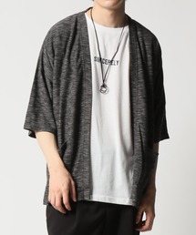 ARCADE | 3点セット / 五分袖カーディガン×半袖プリントTシャツ×リングネックレス LOCK HEAVEN(カーディガン/ボレロ)