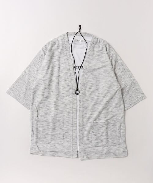 ARCADE（アーケード）の「3点セット / 五分袖カーディガン×半袖プリントTシャツ×リングネックレス LOCK HEAVEN（カーディガン/ボレロ・メンズ・ホワイト/ネイビー/ブラック・L/M）」の8枚目の写真