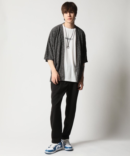 ARCADE（アーケード）の「3点セット / 五分袖カーディガン×半袖プリントTシャツ×リングネックレス LOCK HEAVEN（カーディガン/ボレロ・メンズ・ホワイト/ネイビー/ブラック・L/M）」の11枚目の写真