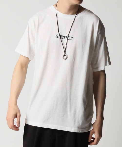 ARCADE（アーケード）の「3点セット / 五分袖カーディガン×半袖プリントTシャツ×リングネックレス LOCK HEAVEN（カーディガン/ボレロ・メンズ・ホワイト/ネイビー/ブラック・L/M）」の16枚目の写真