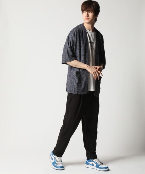 ARCADE（アーケード）の「3点セット / 五分袖カーディガン×半袖プリントTシャツ×リングネックレス LOCK HEAVEN（カーディガン/ボレロ・メンズ・ホワイト/ネイビー/ブラック・L/M）」の14枚目の写真