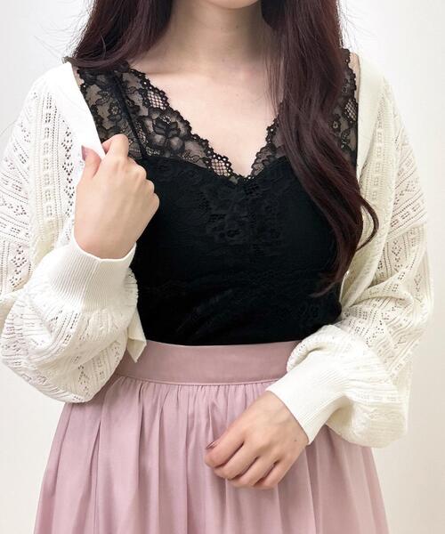 INGNI（イング）の「パッド付レースタンク（タンクトップ・レディース・ブラック/オフホワイト・M）」の2枚目の写真