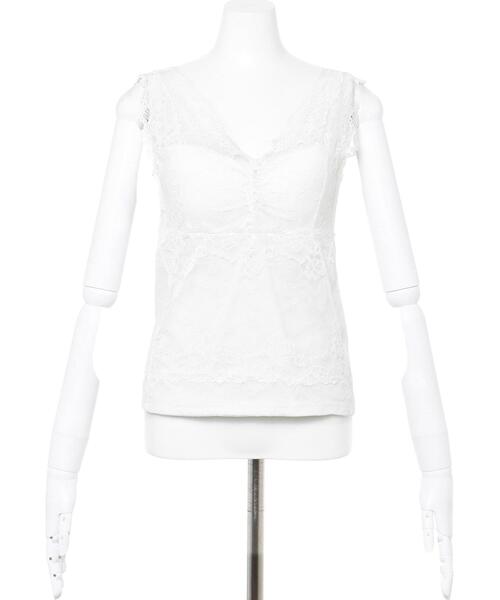 INGNI（イング）の「パッド付レースタンク（タンクトップ・レディース・ブラック/オフホワイト・M）」の3枚目の写真