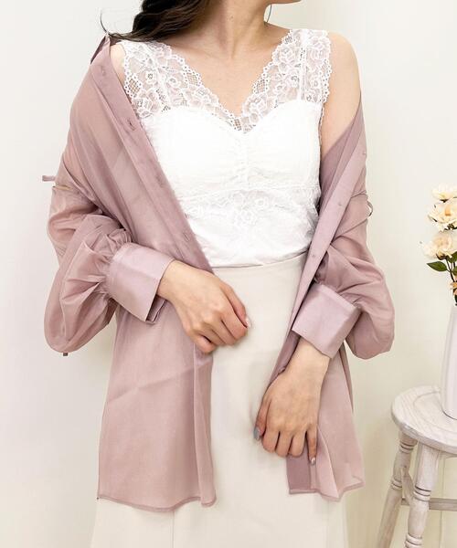 INGNI（イング）の「パッド付レースタンク（タンクトップ・レディース・ブラック/オフホワイト・M）」の4枚目の写真