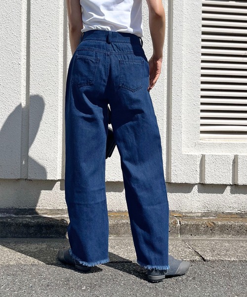 Jewelobe(ジュエローブ)の「バックデニムドッキングワイドパンツ(スラックス・レディース・グレー/ブラック・S/M)」の3枚目の写真