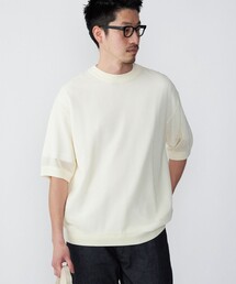 *SHIPS:〈ニット+Tシャツ〉リラックスフィット メッシュ レイヤード クルーネック ニット