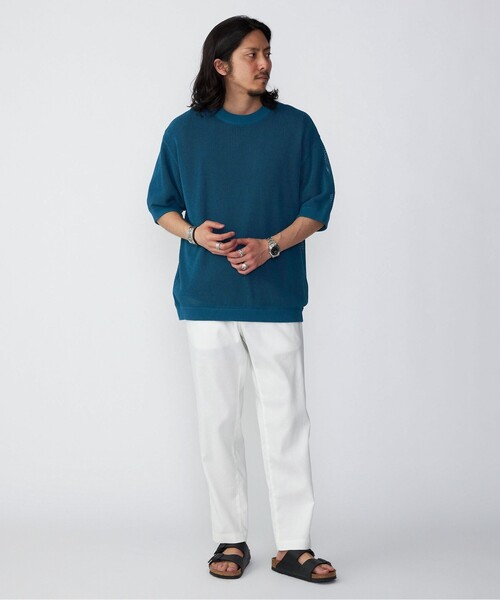 SHIPS(シップス)の「*SHIPS:〈ニット+Tシャツ〉リラックスフィット メッシュ レイヤード クルーネック ニット(Tシャツ/カットソー・メンズ・ネイビー/グリーン/ダークグレー/ナチュラル・SMALL/MEDIUM/LARGE)」の8枚目の写真