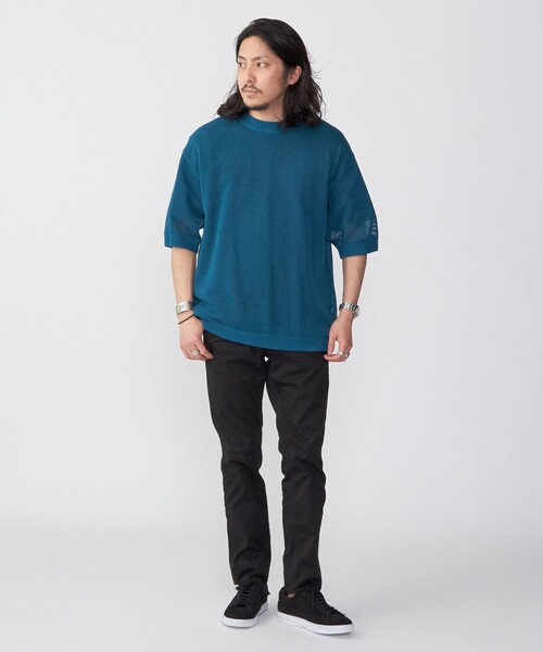 SHIPS(シップス)の「*SHIPS:〈ニット+Tシャツ〉リラックスフィット メッシュ レイヤード クルーネック ニット(Tシャツ/カットソー・メンズ・ネイビー/グリーン/ダークグレー/ナチュラル・SMALL/MEDIUM/LARGE)」の9枚目の写真