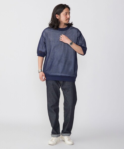 SHIPS(シップス)の「*SHIPS:〈ニット+Tシャツ〉リラックスフィット メッシュ レイヤード クルーネック ニット(Tシャツ/カットソー・メンズ・ネイビー/グリーン/ダークグレー/ナチュラル・SMALL/MEDIUM/LARGE)」の10枚目の写真