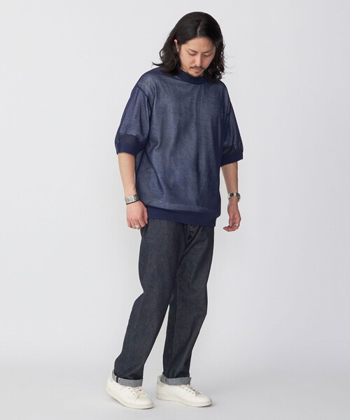 SHIPS(シップス)の「*SHIPS:〈ニット+Tシャツ〉リラックスフィット メッシュ レイヤード クルーネック ニット(Tシャツ/カットソー・メンズ・ネイビー/グリーン/ダークグレー/ナチュラル・SMALL/MEDIUM/LARGE)」の13枚目の写真