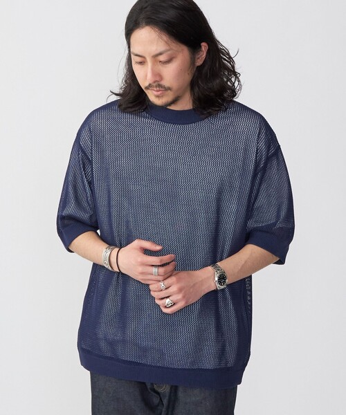 SHIPS(シップス)の「*SHIPS:〈ニット+Tシャツ〉リラックスフィット メッシュ レイヤード クルーネック ニット(Tシャツ/カットソー・メンズ・ネイビー/グリーン/ダークグレー/ナチュラル・SMALL/MEDIUM/LARGE)」の14枚目の写真