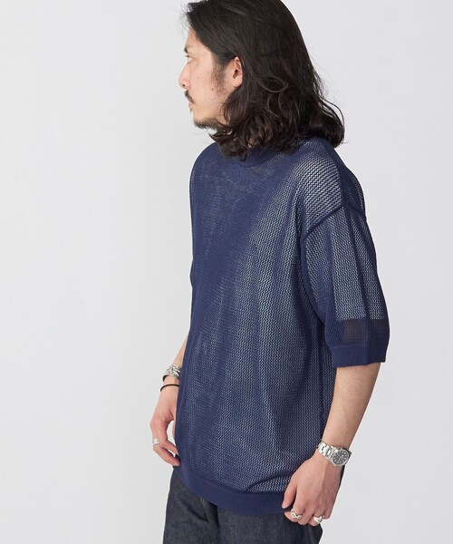 SHIPS(シップス)の「*SHIPS:〈ニット+Tシャツ〉リラックスフィット メッシュ レイヤード クルーネック ニット(Tシャツ/カットソー・メンズ・ネイビー/グリーン/ダークグレー/ナチュラル・SMALL/MEDIUM/LARGE)」の15枚目の写真