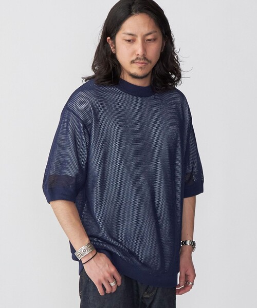 SHIPS(シップス)の「*SHIPS:〈ニット+Tシャツ〉リラックスフィット メッシュ レイヤード クルーネック ニット(Tシャツ/カットソー・メンズ・ネイビー/グリーン/ダークグレー/ナチュラル・SMALL/MEDIUM/LARGE)」の17枚目の写真