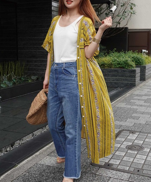 【季節の花柄＊】体型を美しく魅せる♪ LouisVuitton ワンピース 小花柄Vネックワンピース[品番：EMEW0044220]｜earth