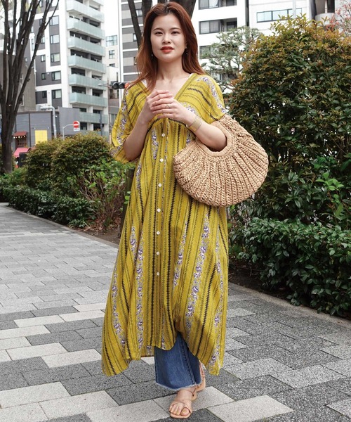 CORNERS(コーナーズ)の「3way花柄ストライプVネックワンピース(ワンピース・レディース・ネイビー/オフホワイト/マスタード・M/L)」の18枚目の写真