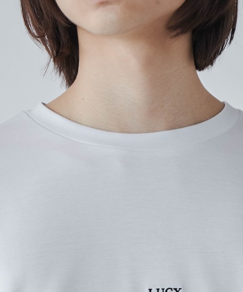 LUCY（ルーシー）の「LUCY/トロミミニマルロゴドルマンT（Tシャツ/カットソー・メンズ・ホワイト/ブラック/ライトベージュ/パープル・MEDIUM/LARGE）」の14枚目の写真