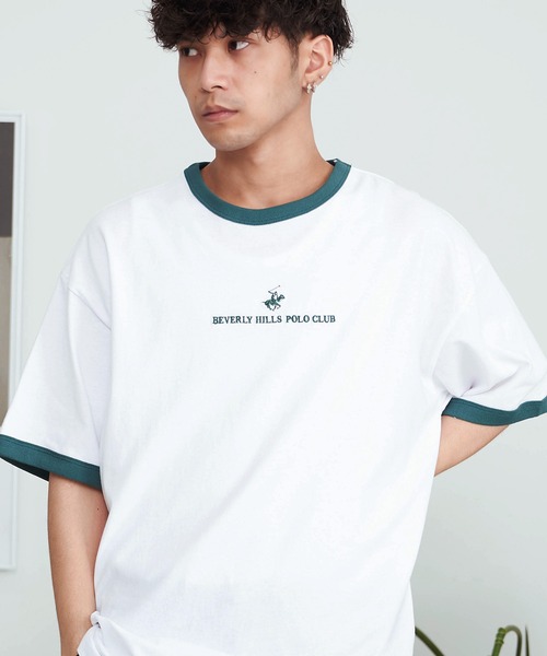 SILVER BULLET(シルバーバレット)の「『BEVERLY HILLS POLO CLUB/ビバリーヒルズポロクラブ』天竺刺繍半袖Tシャツ(Tシャツ/カットソー・メンズ・ホワイト/グリーン/ブラック/ホワイト×ブルー/スミクロ/ホワイト×グリーン/ネイビー/マスタード・L/XL/M)」の3枚目の写真