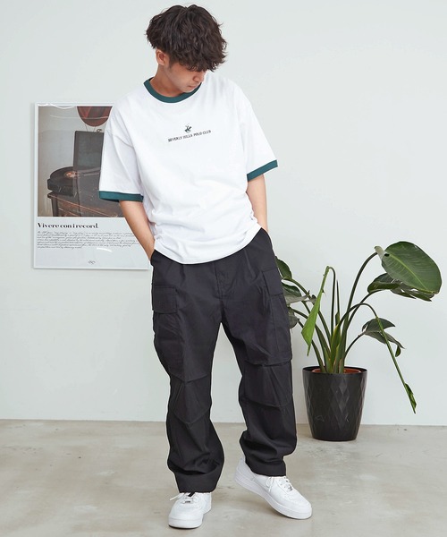 SILVER BULLET(シルバーバレット)の「『BEVERLY HILLS POLO CLUB/ビバリーヒルズポロクラブ』天竺刺繍半袖Tシャツ(Tシャツ/カットソー・メンズ・ホワイト/グリーン/ブラック/ホワイト×ブルー/スミクロ/ホワイト×グリーン/ネイビー/マスタード・L/XL/M)」の14枚目の写真