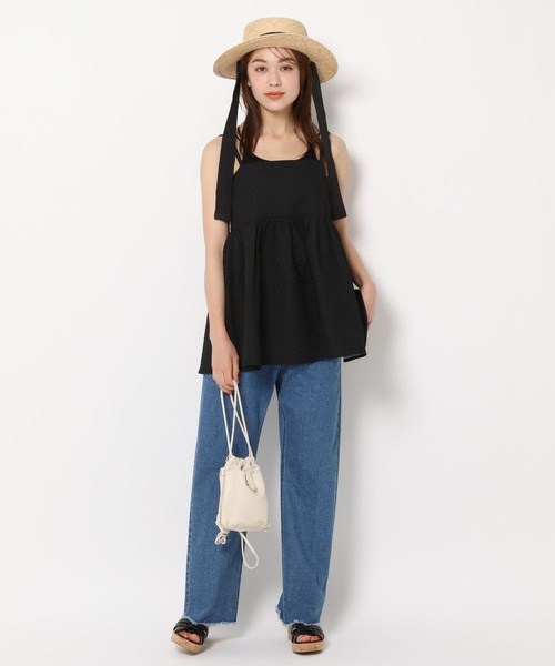 mysty woman(ミスティウーマン)の「フラワージャカードキャミチュニック 905313(キャミソール・レディース・ライトベージュ/オフホワイト/ブラック・FREE)」の12枚目の写真