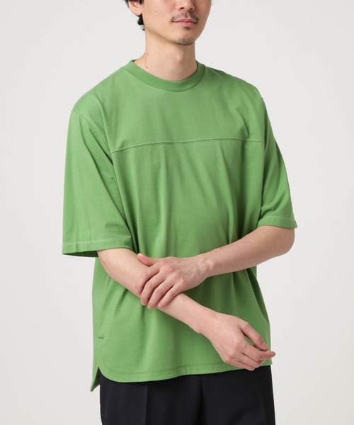 NANO universe(ナノユニバース)の「LB.03/コットンフットボールTシャツ(Tシャツ/カットソー・メンズ・ブラック/ホワイト/グリーン・S/M/L)」の1枚目の写真