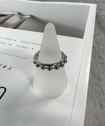 【LVEU.】ボールチェーン&シンプルリング(2点セット) / アクセサリー アクセ リング 指輪 ボール チェーン シンプル 重ねづけ セット シルバー
