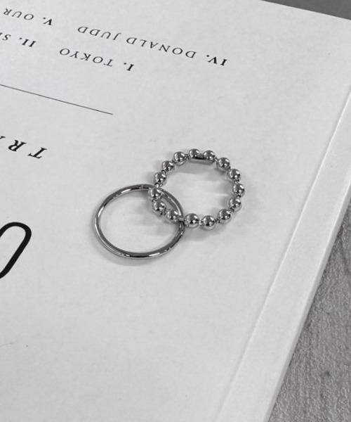 LVEU.（ラブユ.）の「【LVEU.】ボールチェーン＆シンプルリング（2点セット） / アクセサリー アクセ リング 指輪 ボール チェーン シンプル 重ねづけ セット シルバー（リング・レディース・シルバー・FREE）」の13枚目の写真