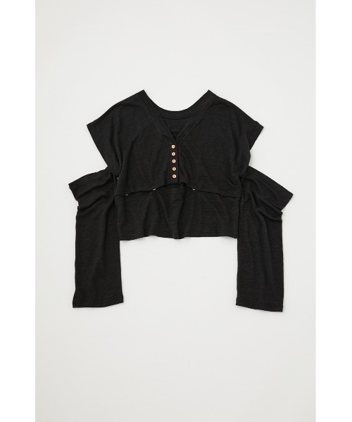 M_(エムアンダーバー)の「【M_】SLEEVE CUT トップス(Tシャツ/カットソー・レディース・クリアレッド/アイボリー/ブラック・FREE)」の3枚目の写真