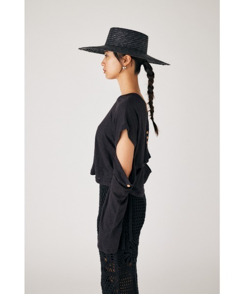 M_(エムアンダーバー)の「【M_】SLEEVE CUT トップス(Tシャツ/カットソー・レディース・クリアレッド/アイボリー/ブラック・FREE)」の9枚目の写真