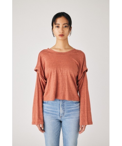 M_(エムアンダーバー)の「【M_】SLEEVE CUT トップス(Tシャツ/カットソー・レディース・クリアレッド/アイボリー/ブラック・FREE)」の12枚目の写真