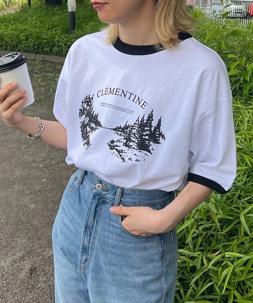 Confirm(コンファーム)の「フロントプリント ビッグシルエット半袖リンガーTシャツ カットソー ユニセックス 20(Tシャツ/カットソー・メンズ・ホワイト/ホワイト系その他/ホワイト系その他2/チャコールグレー/アイボリー/グレー系その他・M/L)」の4枚目の写真