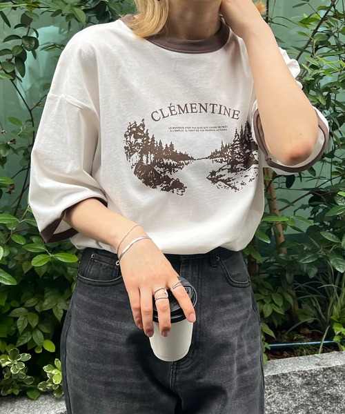 Confirm(コンファーム)の「フロントプリント ビッグシルエット半袖リンガーTシャツ カットソー ユニセックス 20(Tシャツ/カットソー・メンズ・ホワイト/ホワイト系その他/ホワイト系その他2/チャコールグレー/アイボリー/グレー系その他・M/L)」の5枚目の写真