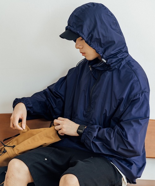 HOOK（フック）の「【HOOK】軽量UVカットメッシュポケットハーフジップマウンテンパーカー（マウンテンパーカー・メンズ・ライトグレー/ブルー・L/XL/M）」の19枚目の写真