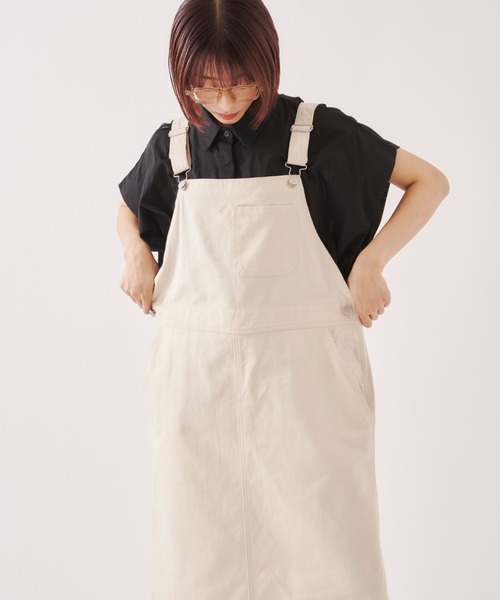 EDIT Gris（エディットグリ）の「【アレンジ自在】コットンサロペットスカート（サロペット/オーバーオール・レディース・ナチュラル/ブラック・FREE）」の20枚目の写真