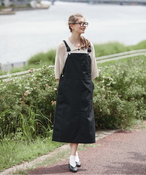 EDIT Gris（エディットグリ）の「【アレンジ自在】コットンサロペットスカート（サロペット/オーバーオール・レディース・ナチュラル/ブラック・FREE）」の3枚目の写真