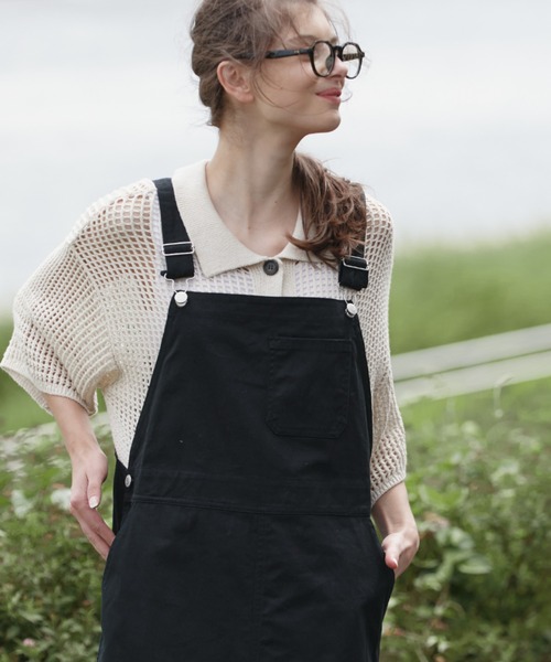 EDIT Gris（エディットグリ）の「【アレンジ自在】コットンサロペットスカート（サロペット/オーバーオール・レディース・ナチュラル/ブラック・FREE）」の6枚目の写真