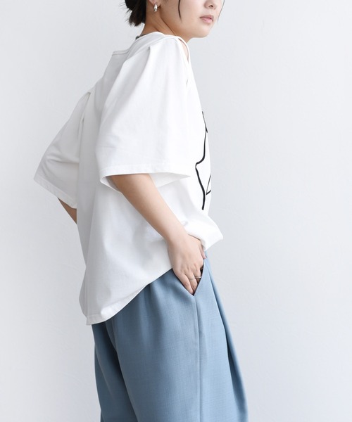 「Eimee Law」 半袖カットソー 38 ブラック×ホワイト レディース Eimee Law 「Eimee Law」 半袖カットソー 38 オフホワイト
