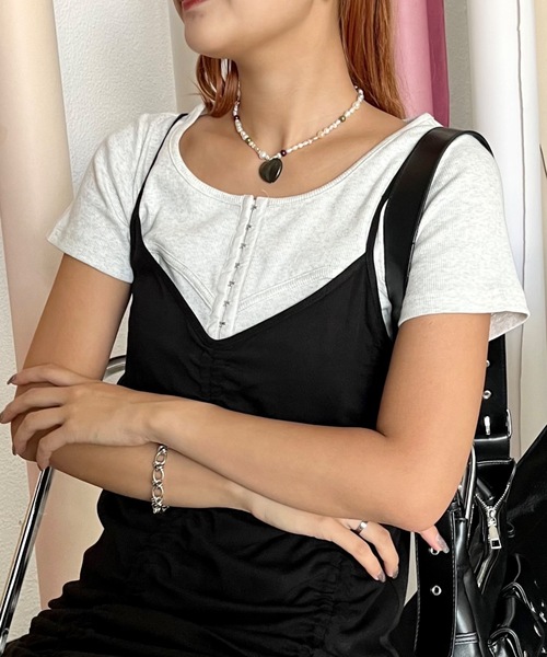 SHAGGIE（シャギー）の「フロントホックコルセットライクリブ